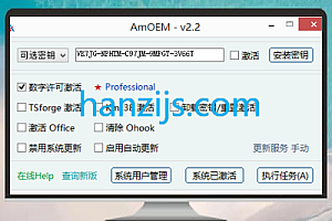 神器推荐 | AmOEM v2.2 单文件绿色版,一键激活 Win 系统 + Office 办公软件!